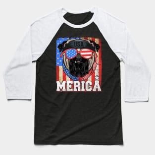 Funny Merica Retro Flag US Amirican Pitbull Patriotic Shirt Baseball T-Shirt